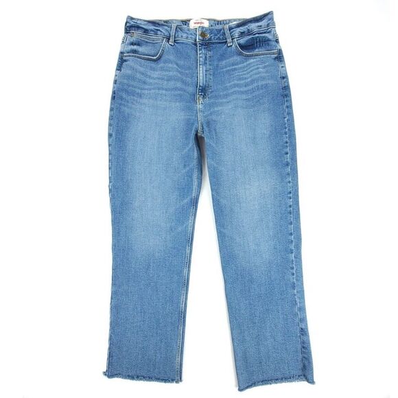 WRANGLER Western High Rise Rodeo Straight Ankle Crop Raw Hem Jeans Plus Size 14 - Picture 4 of 9